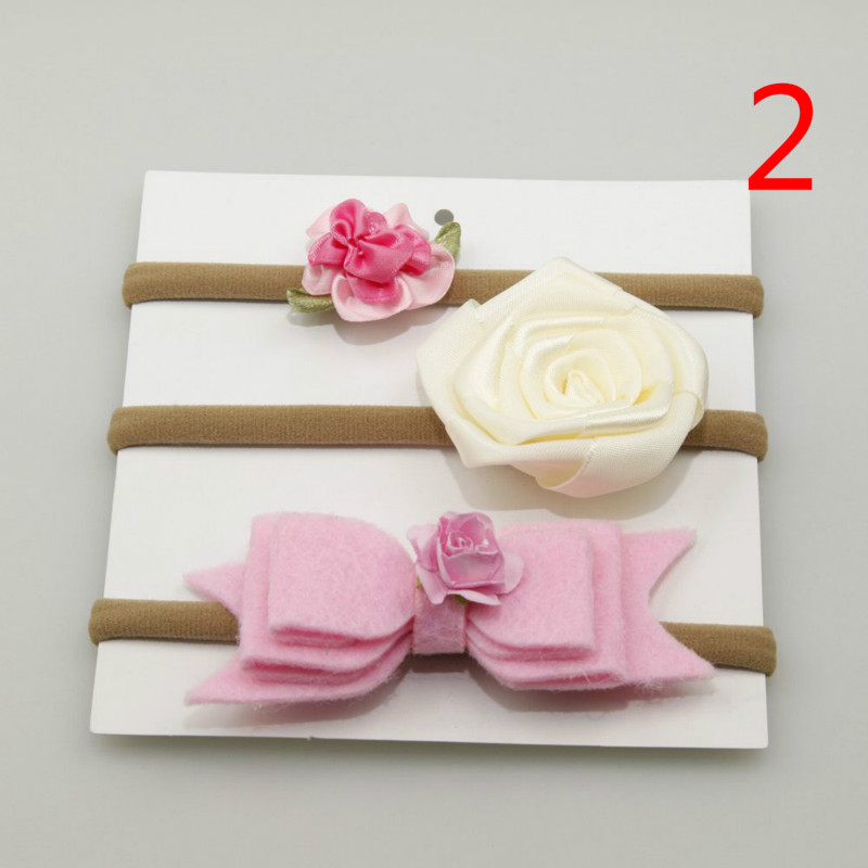 Baby Nylon High Elastic Hair Band Headband Child Cute Flower Bow Head Hair Accessories Set