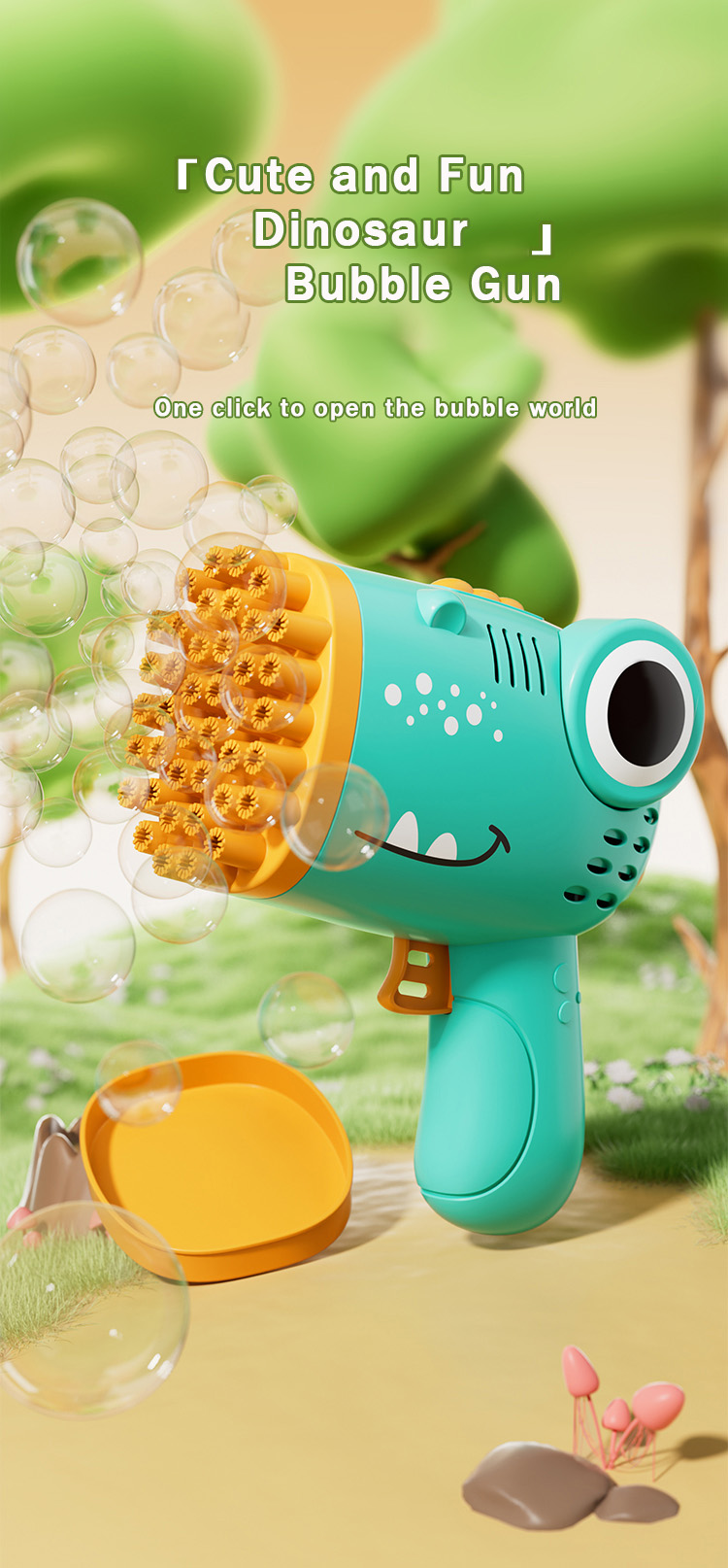 40 hole dinosaur children's bubble handheld bubble machine parent outdoor game bubble gun without battery and bubble water
