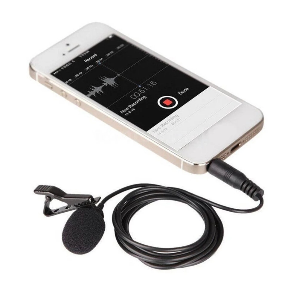 Portable Mini Lavalier Mic 3.5mm Jack Tie Clip Microphones Smart Phone Recording PC Clip-on Lapel For Speaking Singing Speech