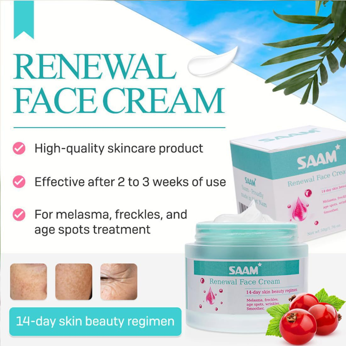 Saam Cream For Melasma Nourishing And Moisturizing Skin Face Cream Anti-Wrinkle Reduces Dark Spots And Fine Lines
