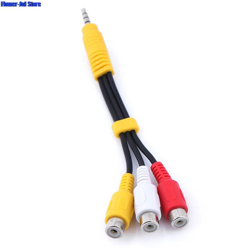 3.5mm Aux Male Stereo to 3 RCA Female Audio Video AV Adapter Cable for High-Performance Video and Audio Playback 1pcs 1PCS Black