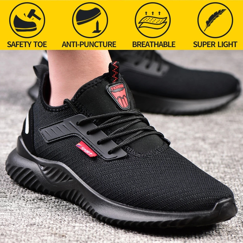 Tinggu Flying Weave Labor Protection Shoes Men's Standard Steel Baotou Anti-smashing and Anti-piercing Safety Shoes