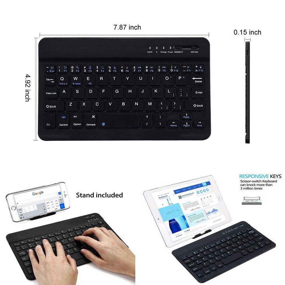 Mini Ultra Slim Wireless Bluetooth Keyboard 7/9/10 Inch Bluetooth 3.0 Keyboard For Ipad Phone Tablet With Windows/Android/iOS