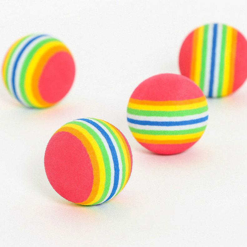 Cat Toy Rainbow Ball Environmental Protection Sponge Does Not Fade Pet Vocal Toys Tooth Cleaning Toy Ball Cats And Dogs