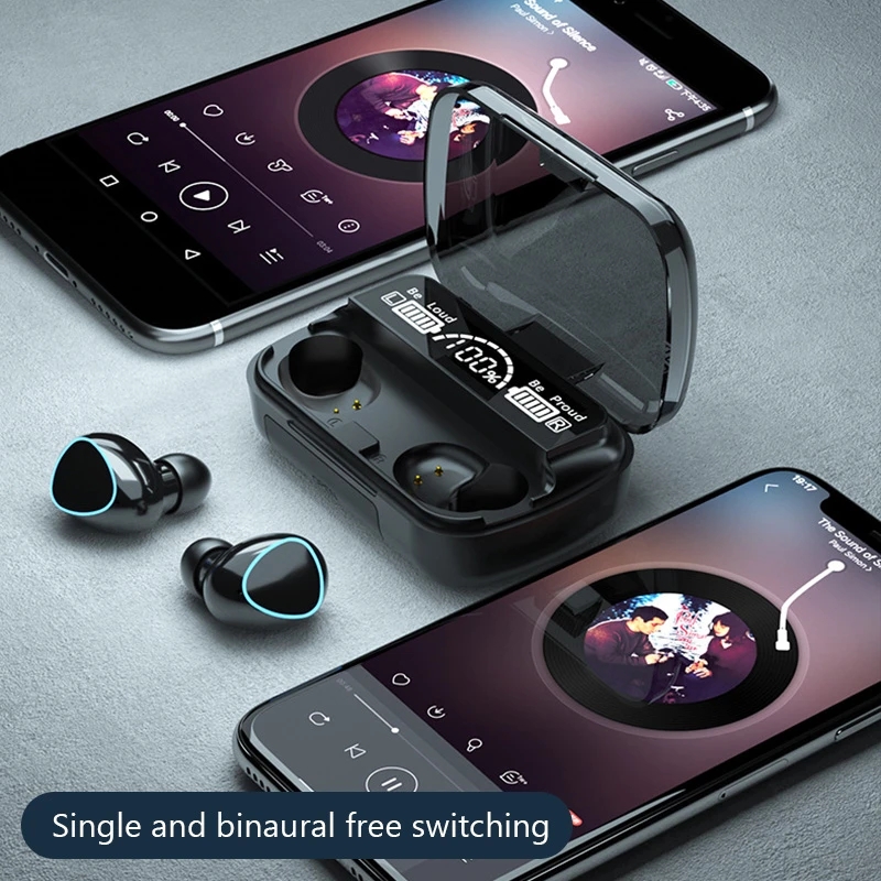 M10 Bluetooth Headset Dual Ear Stereo Sports TWS Wireless 5.2 Digital Bluetooth Headset
