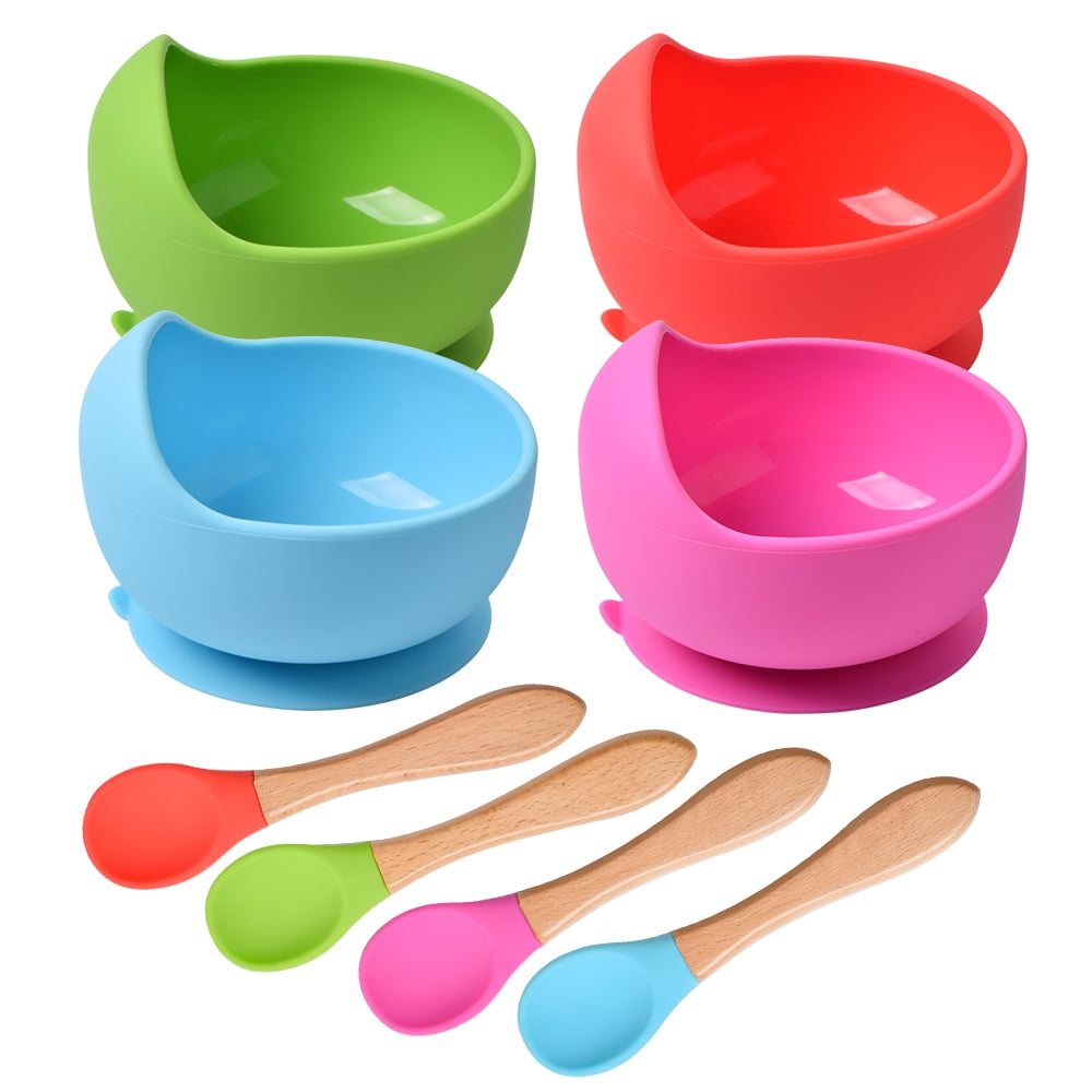 2PCS/Set Silicone Baby Feeding Bowl Tableware for Kids Waterproof Suction Bowl With Spoon Children Dishes Kitchenware Baby Stuff