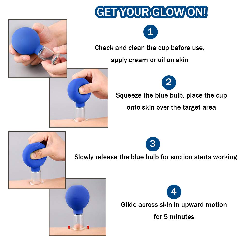 4Pcs Glass Facial Cupping Set | Silicone Vacuum Suction Cupping Massage Therapy for Anti Cellulite Wrinkle Ageless Skin Face