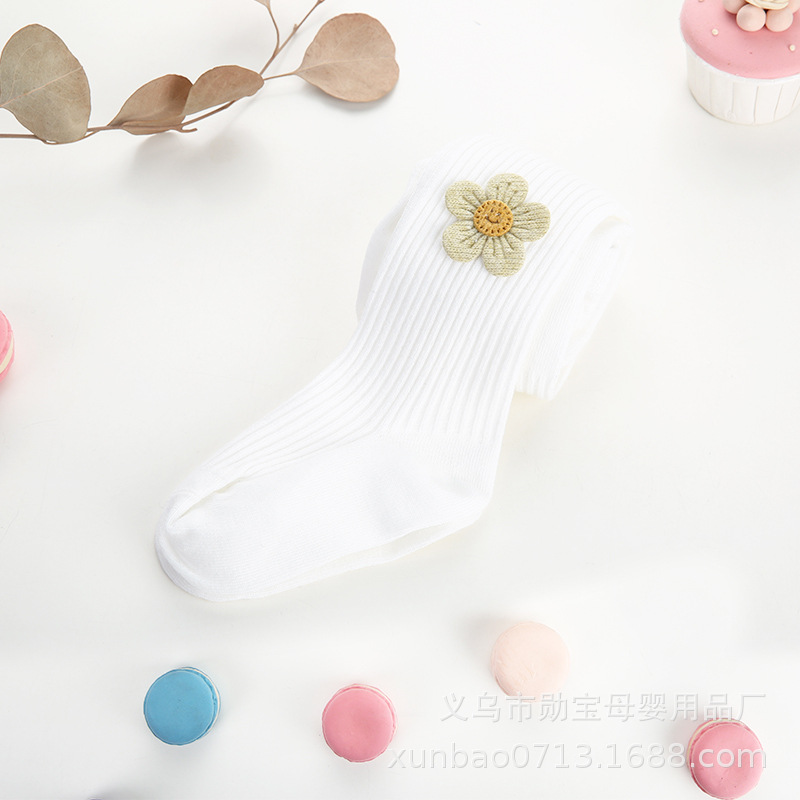 Girls' pantyhose spring and autumn pure cotton baby children's leggings big pp cute flower dance tights