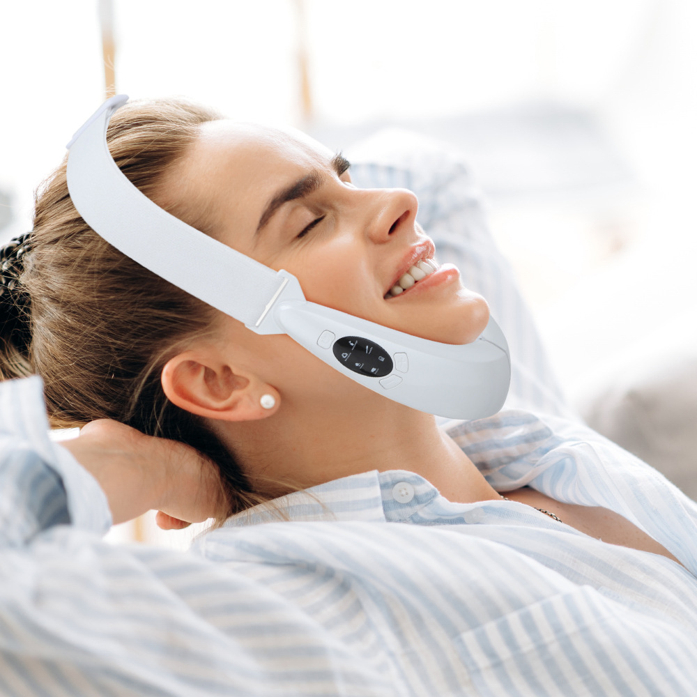 Explosives EMS micro current face slimming instrument red and blue light face vibration massage V face beauty instrument face sl