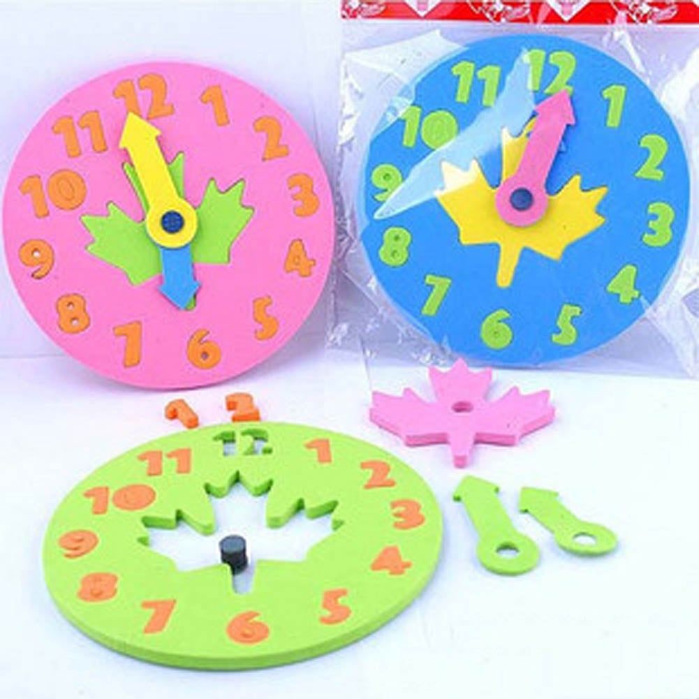 Color Random Kids DIY Eva Clock Puzzle Jigsaw Early Learning Educational Kindergarten Toys For Children 3-6 Years Old