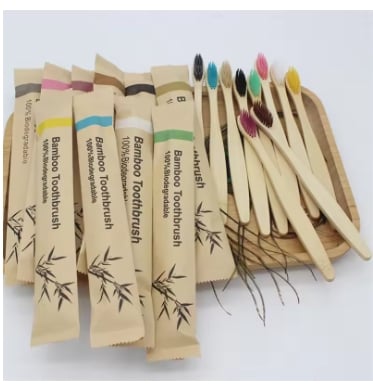 10Pcs Bamboo Biodegradable Toothbrush Manual Wooden HandleToothbrushes With Soft Bristles For Sensitive Teeth Gums Oral Care