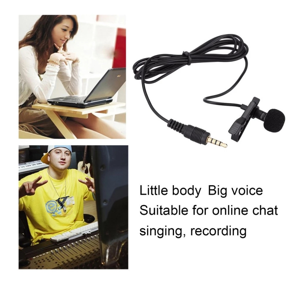 Portable Mini Lavalier Mic 3.5mm Jack Tie Clip Microphones Smart Phone Recording PC Clip-on Lapel For Speaking Singing Speech