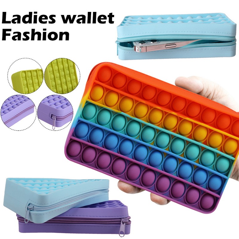 Silicone Wallet Bags Push Its Bubble Fidget Toys Pencil Case Simpl Dimmer Antistress Toy Soft Press Pops Figet Toys Bag