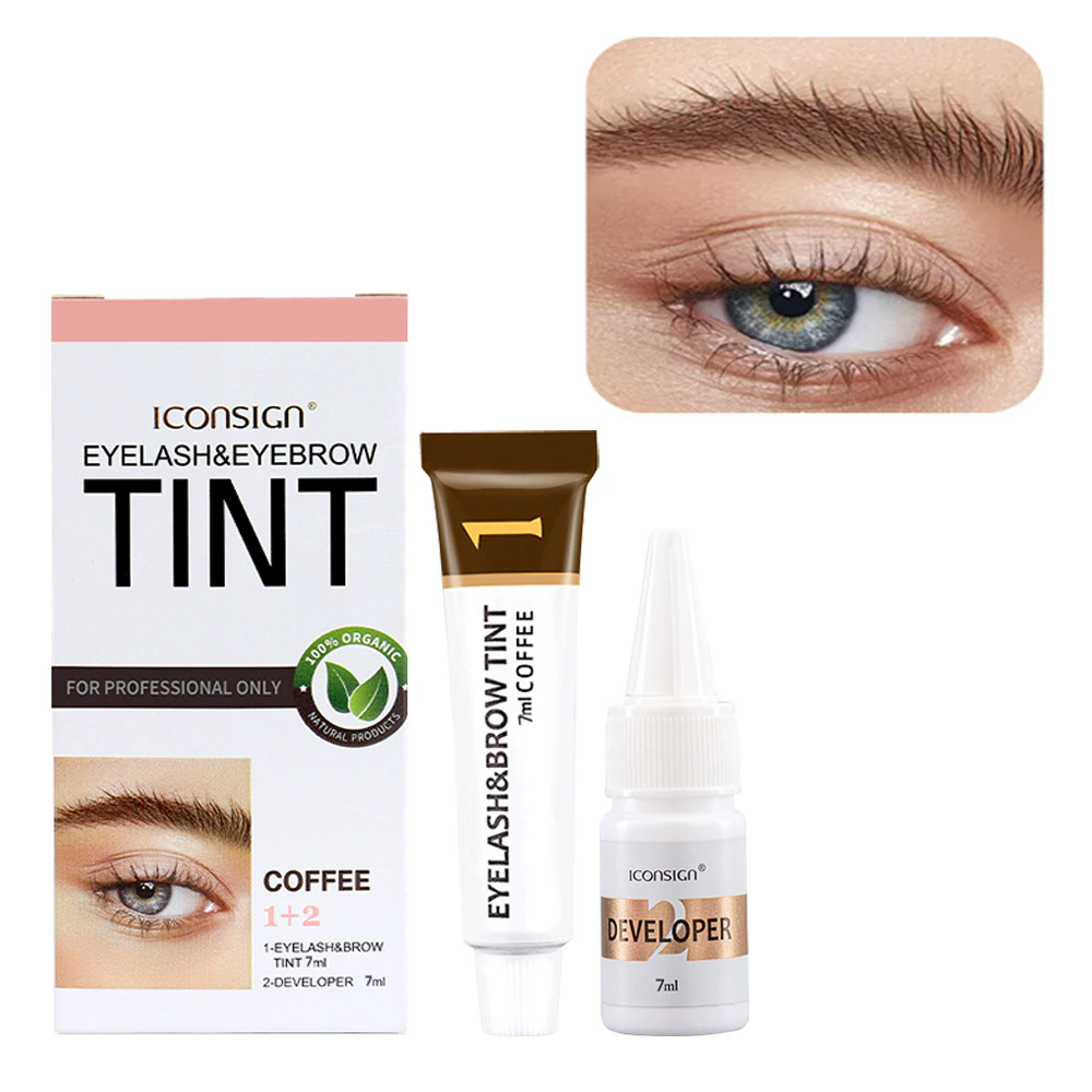 1 Set Eyelashes and Eyebrow Tint Dye Eyebrow Dye Waterproof Long-lasting Eyebrow Brow Kit Semi Permanent Eyebrow black brown