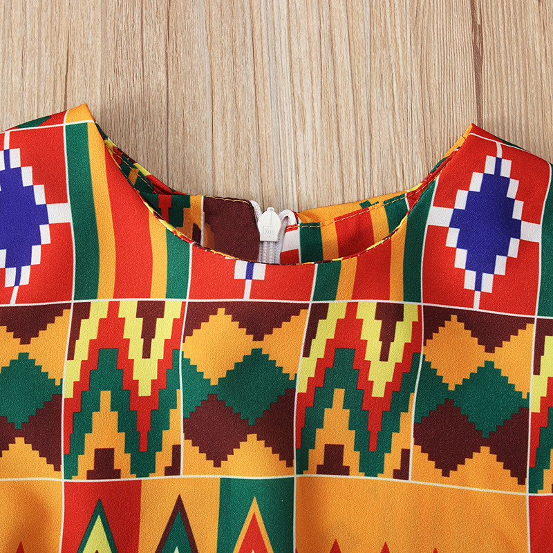 African Dress Girl Traditional African Clothing Bohemia Kid Kawaii Sundress Elegant Children Print Summer Style