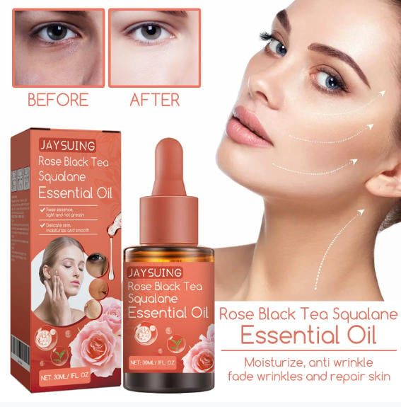 Rose Black Tea Squalane Facial Smooth Serum Anti Wrinkles Repairing Skin Anti-Oxidation Improve Dullness Lightening Face Essence