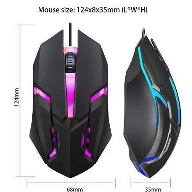 New Gaming Mouse 7 Colors LED Backlight Ergonomics USB Wired Gamer Mouse Flank Cable Optical Mice Gaming Mouse