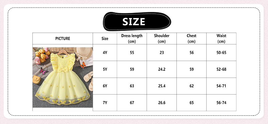 Kids Princess Dress For Girls O-Neck Wing-Sleeve Bowknot Floral Print Embroidery 4-7 Years Summer Sweet Birthday Party Clot