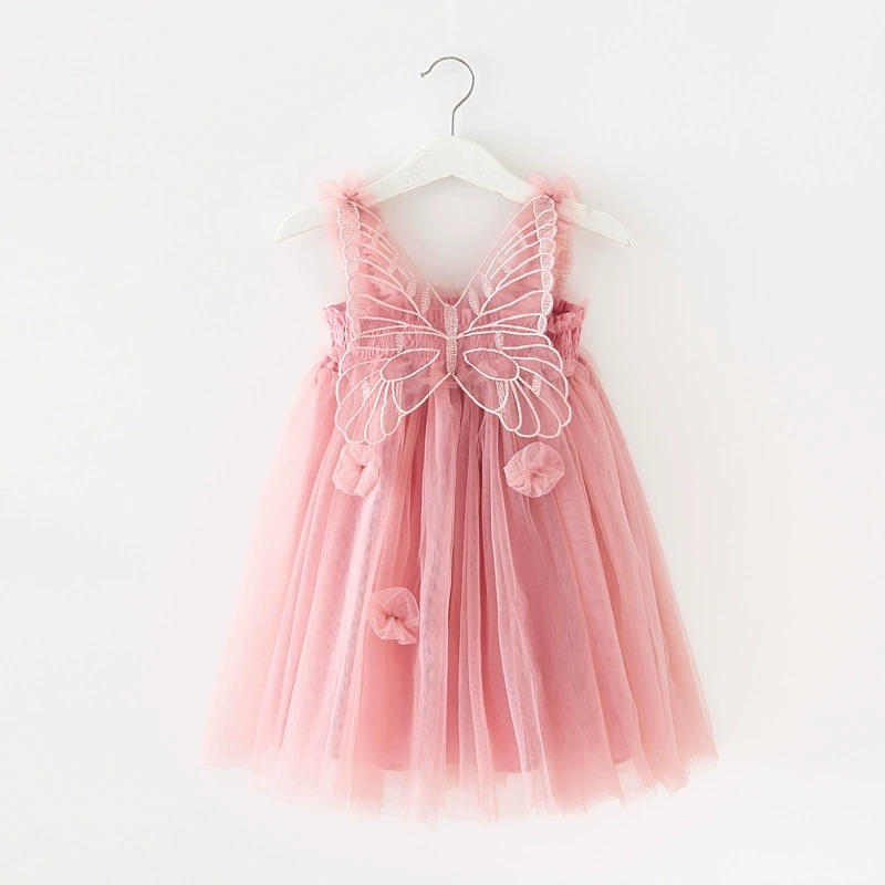 Lace Suspenders Dress Toddler Girls Angel Wings Princess Clothing Birthday Cute Summer Tutu Dress