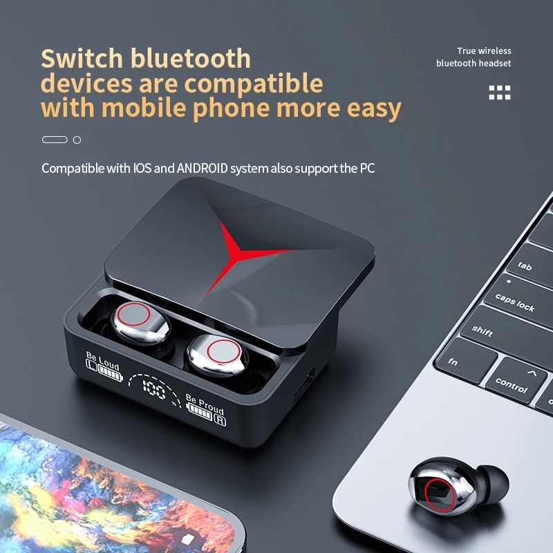 M90 Bluetooth Headset Noise Reduction Stereo Bluetooth 5.3 Ultra Long Standby Power Display TWS Wireless Headset