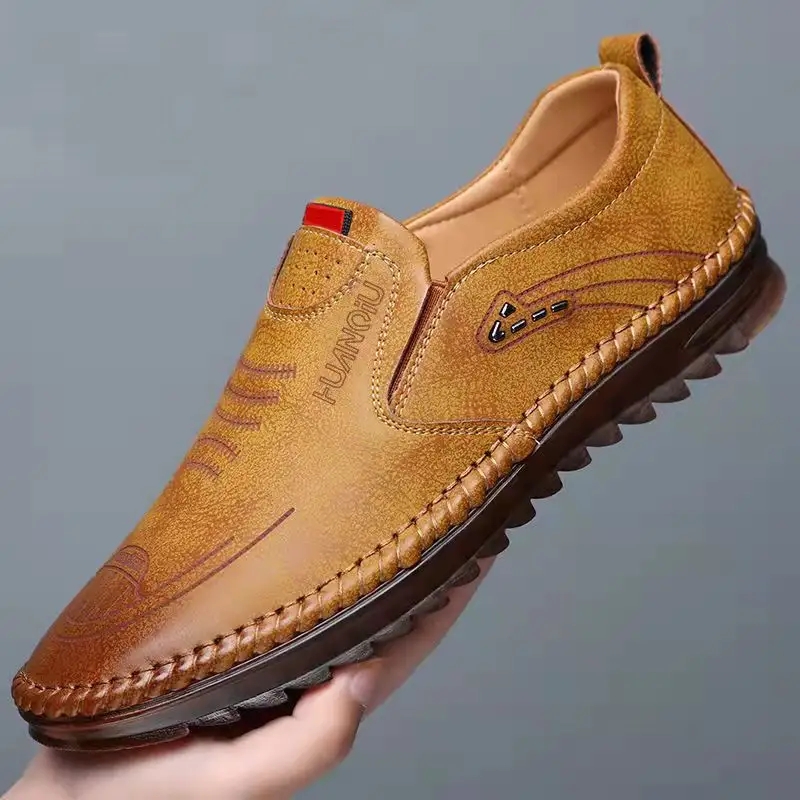 PU leather upper rubber out-sole Men's Casual flat Loafers Men Slip-on dress Shoes loafers