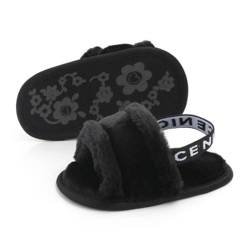 Hairy sandals, baby toddler shoes, soft bottom, breathable, cute low tube