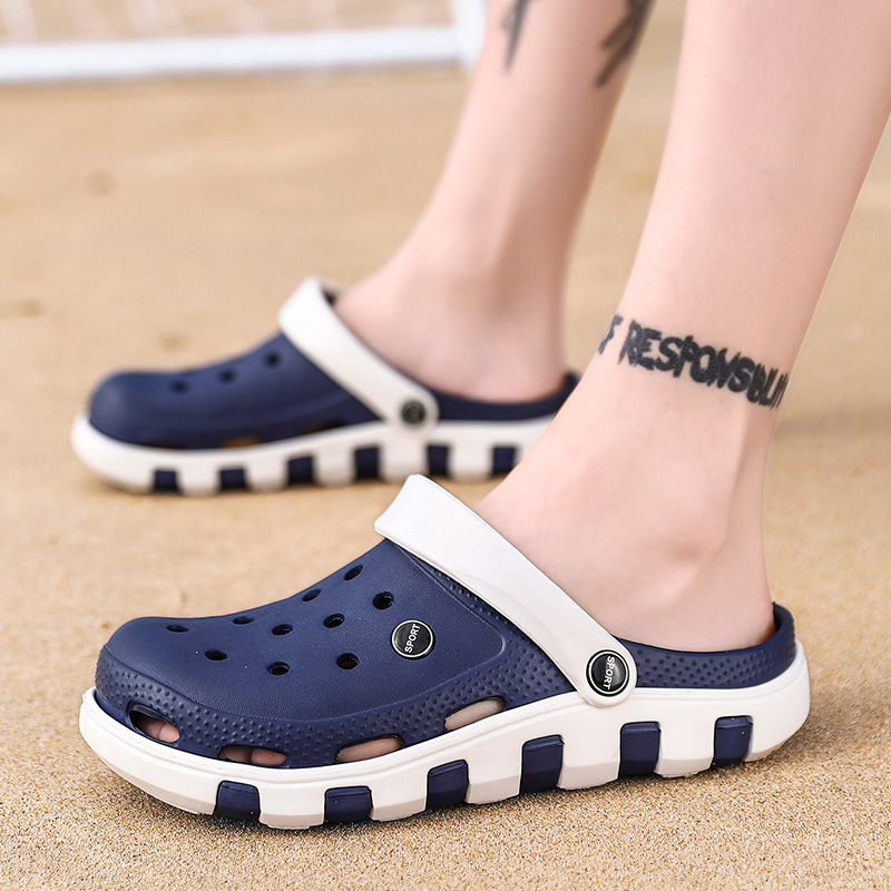 Men's Hole Cave Sandals Non slip Beach Shoes Summer Baotou Fashion Outwear Slippers