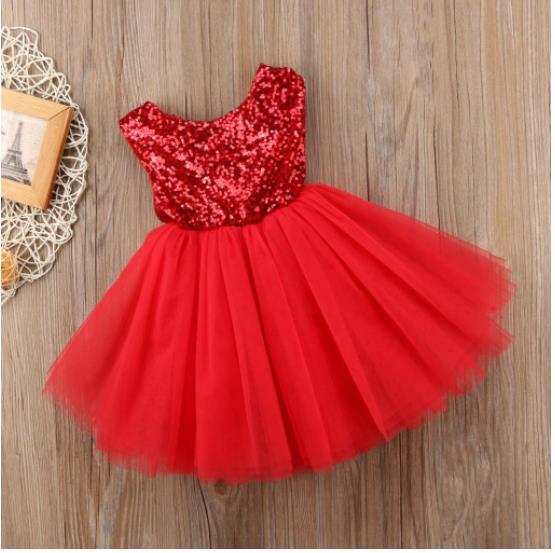 Princess Kids Baby Dress For Girls Fancy Wedding Dress Sleeveless Sequins Party Birthday Baptism Dress For Girl Summer Dresses