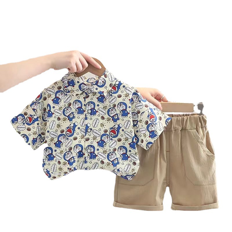 Summer New Boys' Matching Set Popular Cartoon Animal Short Sleeve Shorts Two Piece Set by Manufacturers