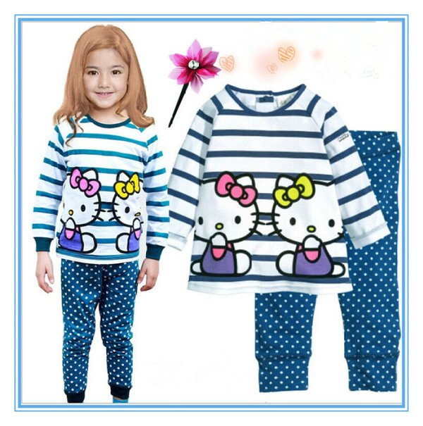 Kids Girls Tops+Leopard Pants Pyjamas Pajamas Sets Sleepwear Long Sleeve Pajama Baby Pjs Children 7years Kids Clothes 90-130cm