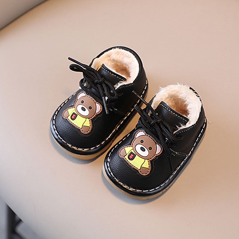 1Pair Baby cotton shoes for winter boys and girls aged 1-3, learning to walk shoes with thick velvet and soft sole