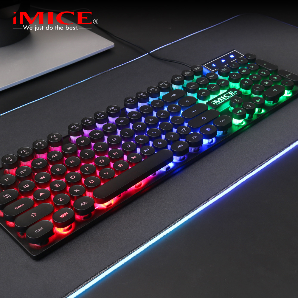 USB Desktop Punk Mechanical Handle Floating Round Hat Electronic Game Luminous Gaming Keyboard