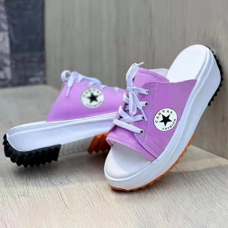 Summer New White Sneakers Women's Fashion Round Toe Fish Mouth Shoes Comfortable Beach Shoes Women's Sandals Slippers Shoes 43