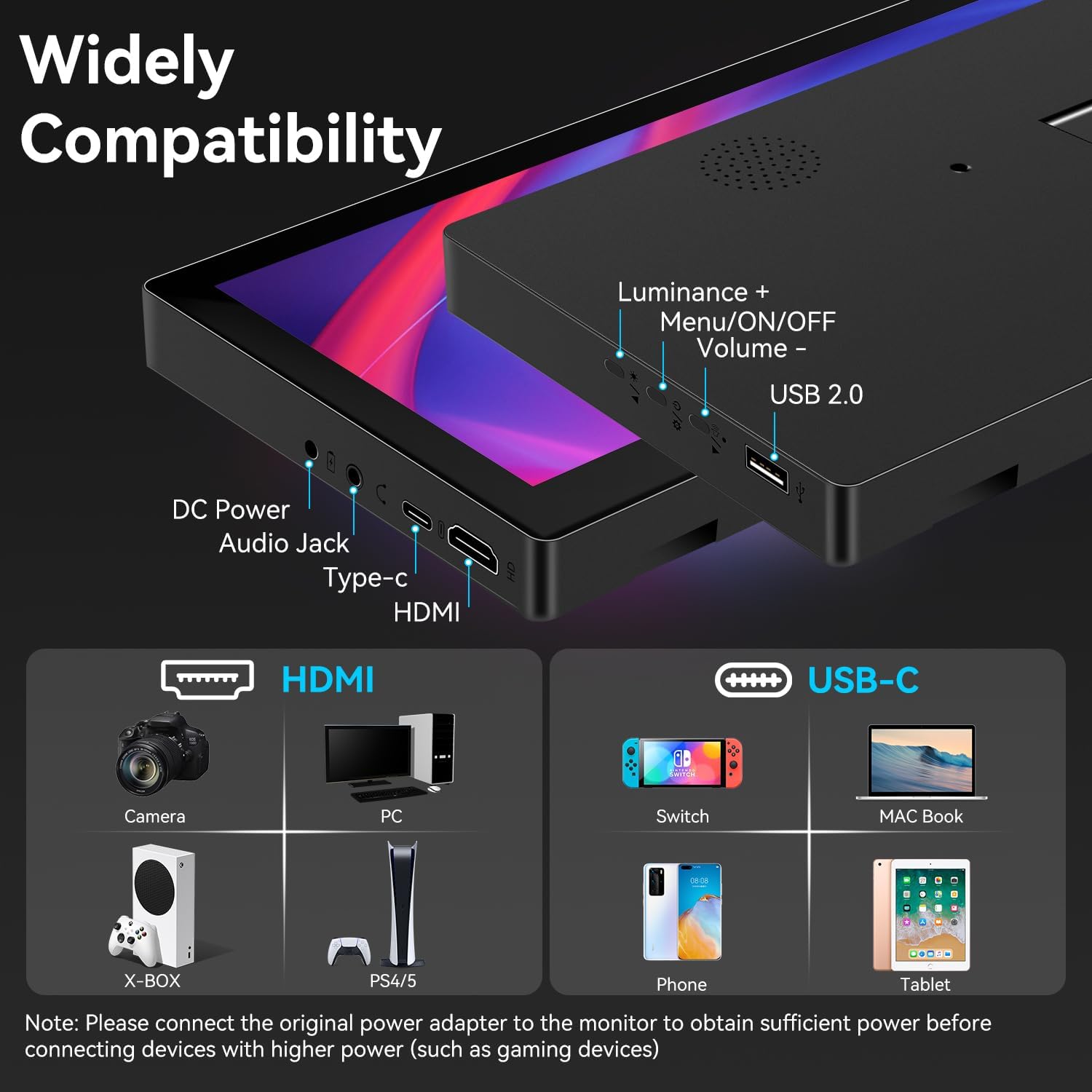 10.3 Inch Small Touchscreen Monitor, 400cd/m², IPS Stretched Bar LCD Mini Travel Touch Display 1920 * 720 HDMI USBC, Portable Touch Screen for Laptop