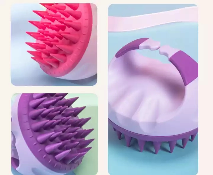 Portable Silicone Shampoo Brush Handheld Round Soft Scalp Hair Care Massage Bath Brush