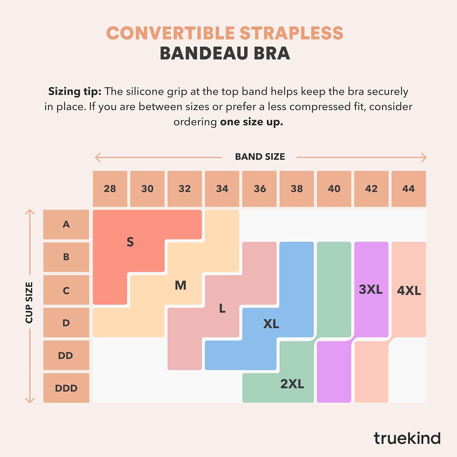Truekind Wireless Strapless Bra, Bandeau Bra, Small to Plus Size Strapless Bras for Women, Tube Top
