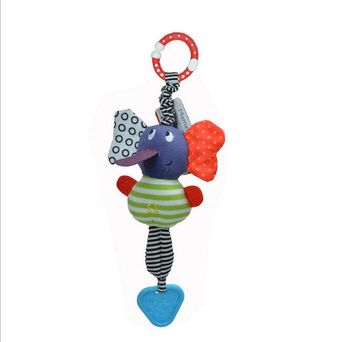 Baby Infant Kids Music Elephant Hanging Bed Soft Dolls Bell Plush Toys Teether