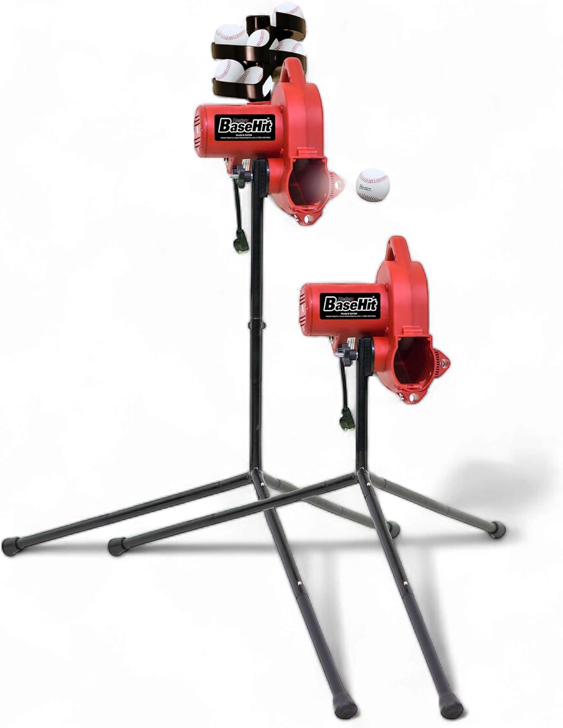Heater Sports Base Hit Adjustable Real Baseball Pitching Machine – 45 MPH Pitching Speed, Includes Automatic Ball Feeder | Perfect for Hitting and Fie