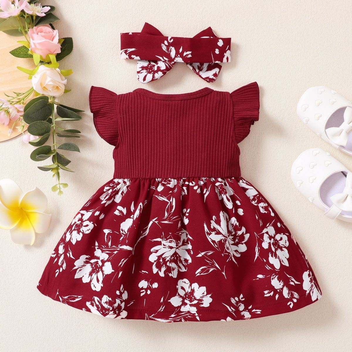 Summer Infant Toddler Sweet Bow Fly Sleeve Dress European And American Style Girls Hundred Days Princess Dress