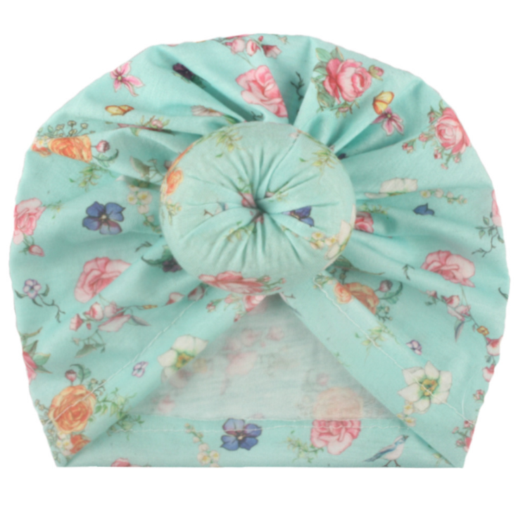 New 7-color doughnut baby printed headscarf India knot hat children's Pullover cap
