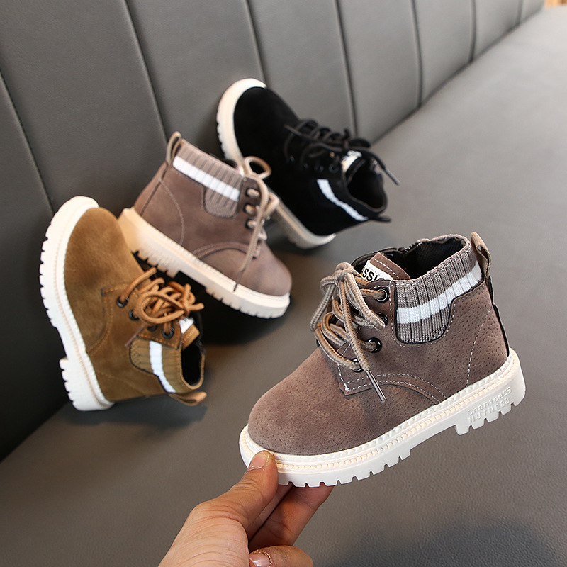 Fashion children boys Martin boots girls side zipper retro boots 21-30 Size