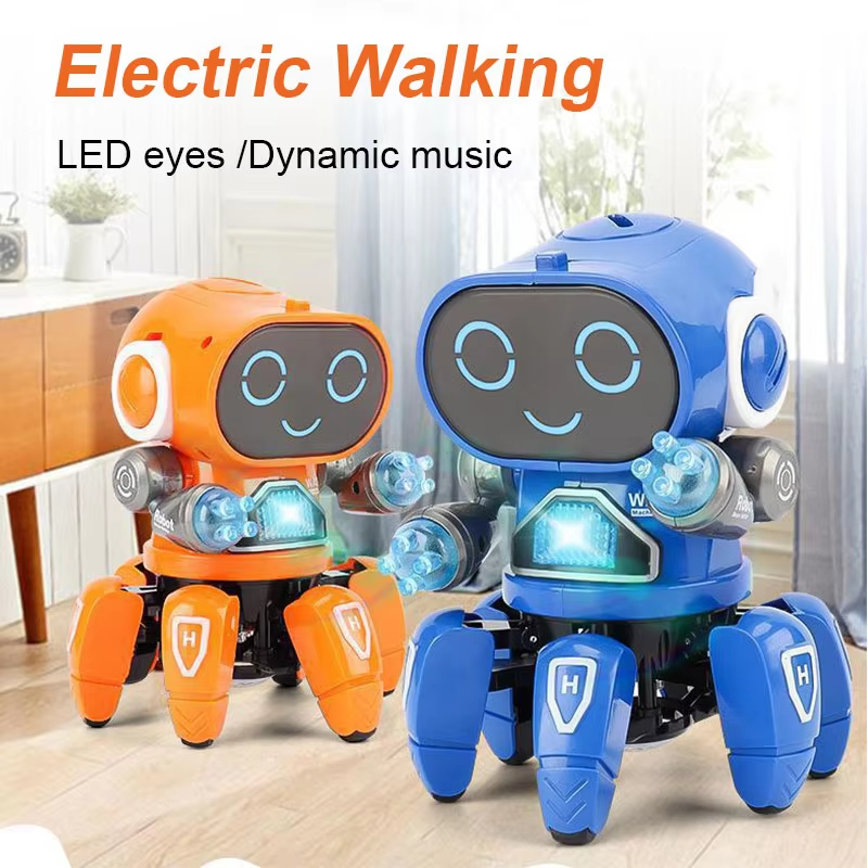 Dance Music 6 Claws Robot Octopus Spider Robots Vehicle Birthday Gift Toys for Children Kids Early Education Baby Toy Boys Girls