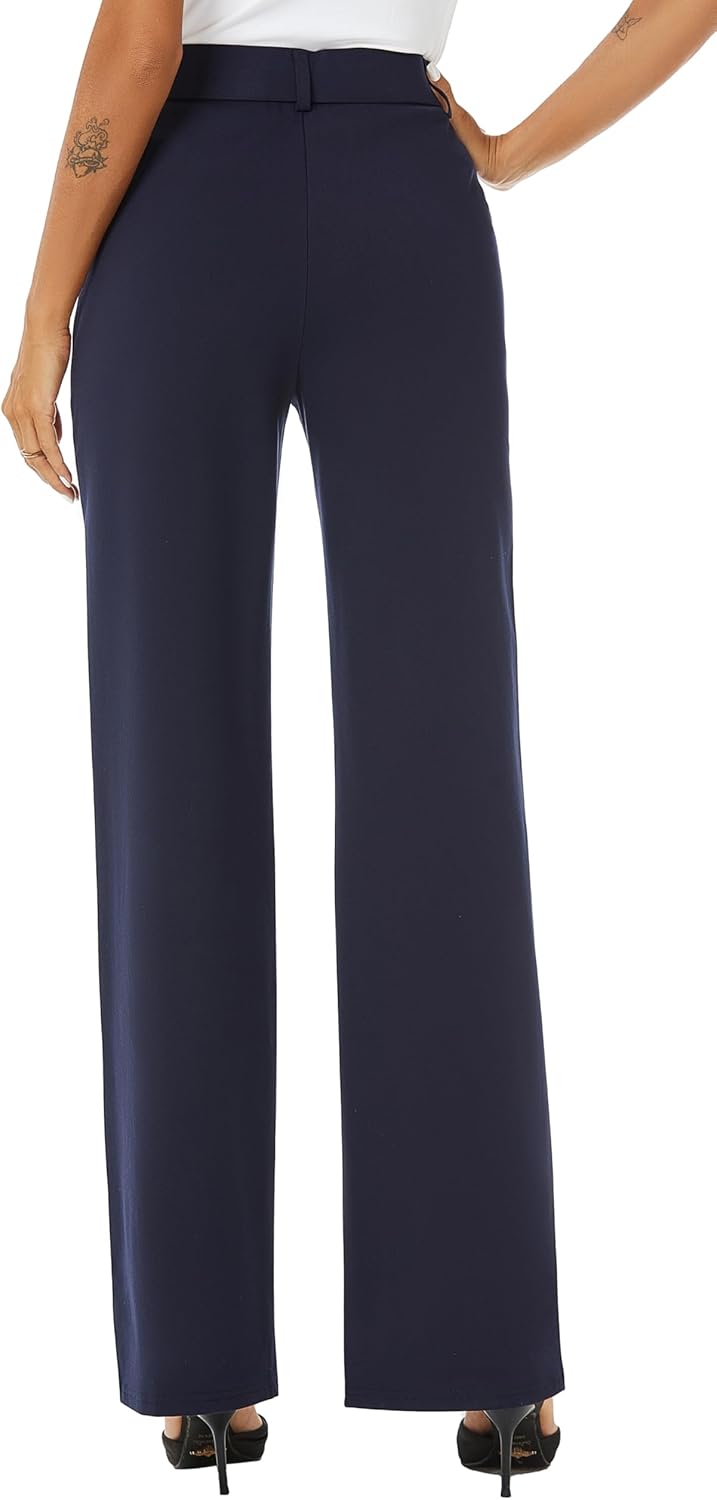 iChosy Womens High Waist Wide Straight Leg Trousers Casual Slacks Dress Pants with Pockets