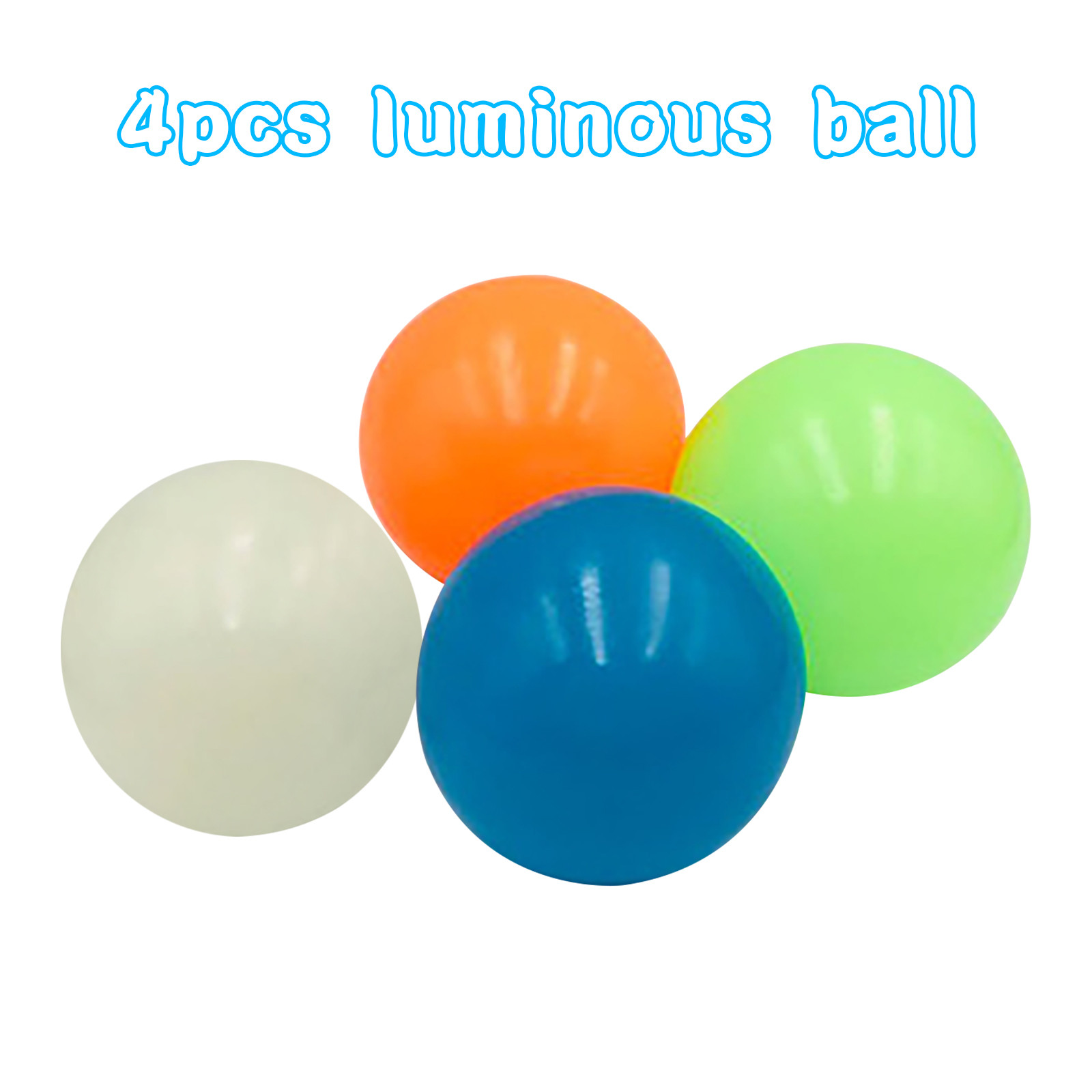 4pc Stick Wall Ball Glowing Globbles Fidget Toy Squash Xmas Sticky Target Ball Stress Ball Decompression Throw Novelty Kids Gift