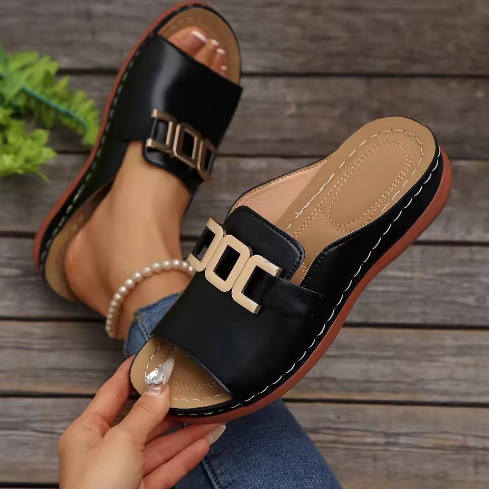 2026 Arrival Summer Outdoor Wedge Heel Slippers for Women Fashion Simple Casual Open Toe Sandals Plus Size43