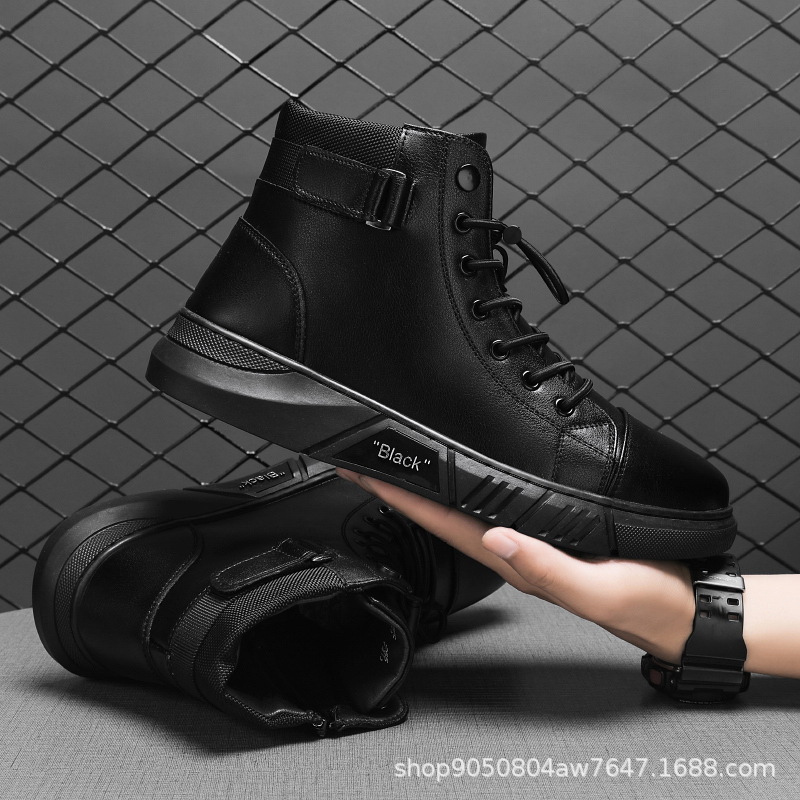 Men Boots Leather Casual Platform Boots Zipper British Style Autumn Winter Fashion Comfortable Mens Shoes