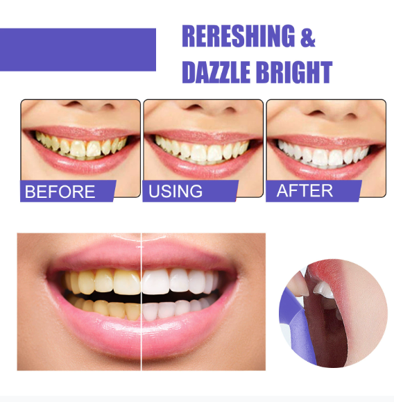 V34 Purple Whitening Toothpaste Remove Stains Reduce Yellowing Care For Teeth Gums Fresh Breath Brightening Teeth