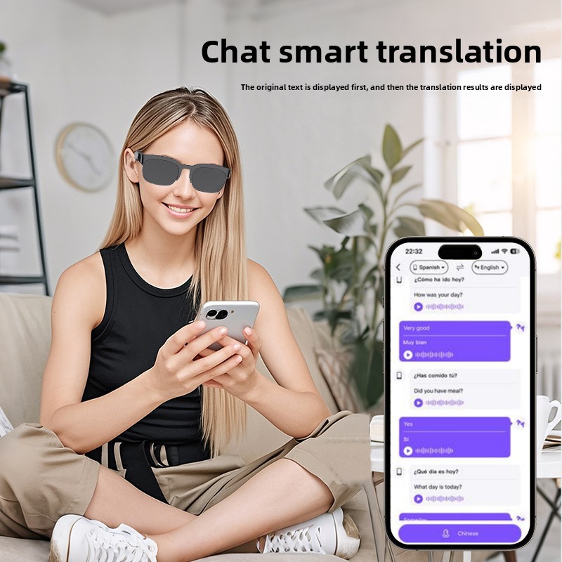 AI Translation XG89 Bluetooth Glasses Earphones Wireless 6.0 Stereo Bluetooth Earphones Cycling Sunglasses