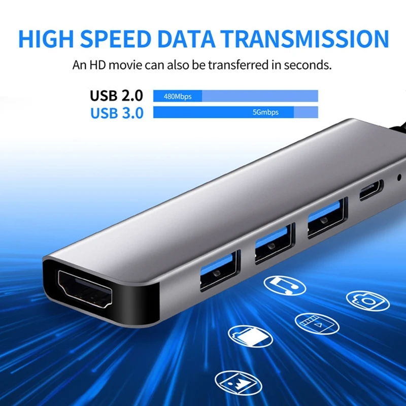 5in1 2009 pd100W+usb3.0+2.0+Audio 4K HDMI compatible USB 3.0 2.0 C-type PD charging dock