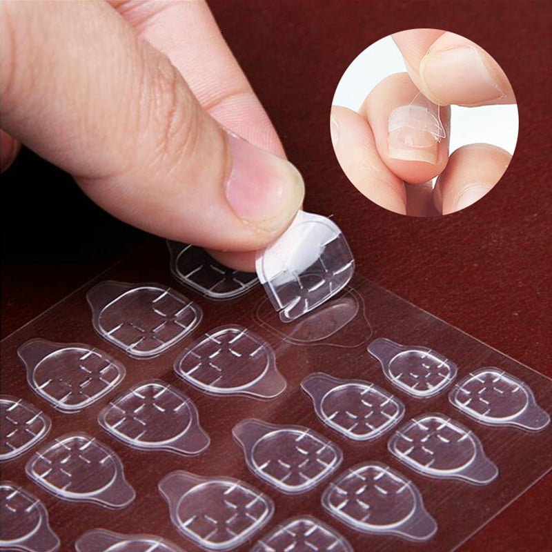 3pcs Transparent Double-sided Tape Glue Stickers Fake Nail Extension Stick Tool Jelly Glue Invisible Nail Stickers